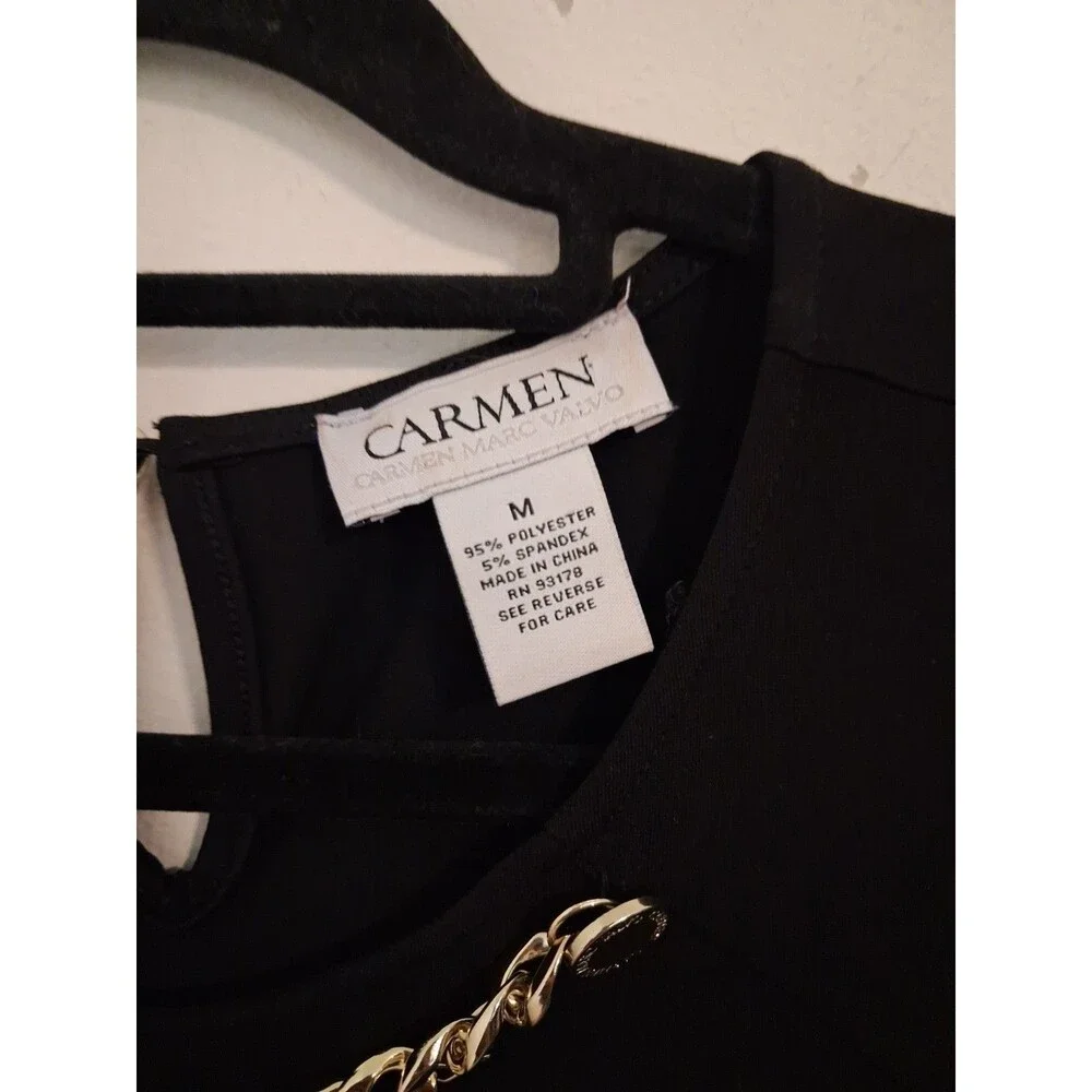 Carmen Marc Valvo Black Chain Tank Top Medium Taylor Swift Inspired Chic Mod - Picture 4 of 8